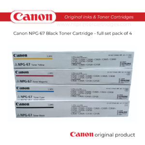 Canon NPG 67 Black Toner Cartridge – full set pack of 4 | Compatible with Canon Imagerunner Advance C3320 / C3325 / C3330 / C3520 / C3525 / C3530 / IR C3020 Model Printer Series